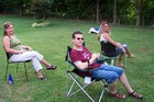 Backyard fun at a summer cookout with softball friends -- Neil, Abby and Lori.