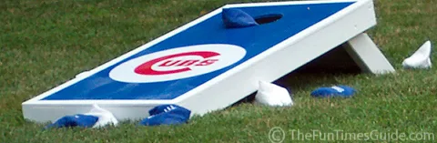 Cornhole boards with Chicago Cubs logo